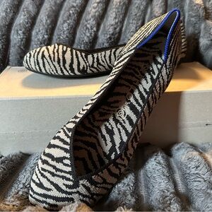 Rothy’s Round Toe Flats – Size 10, Zebra Print - New in Box